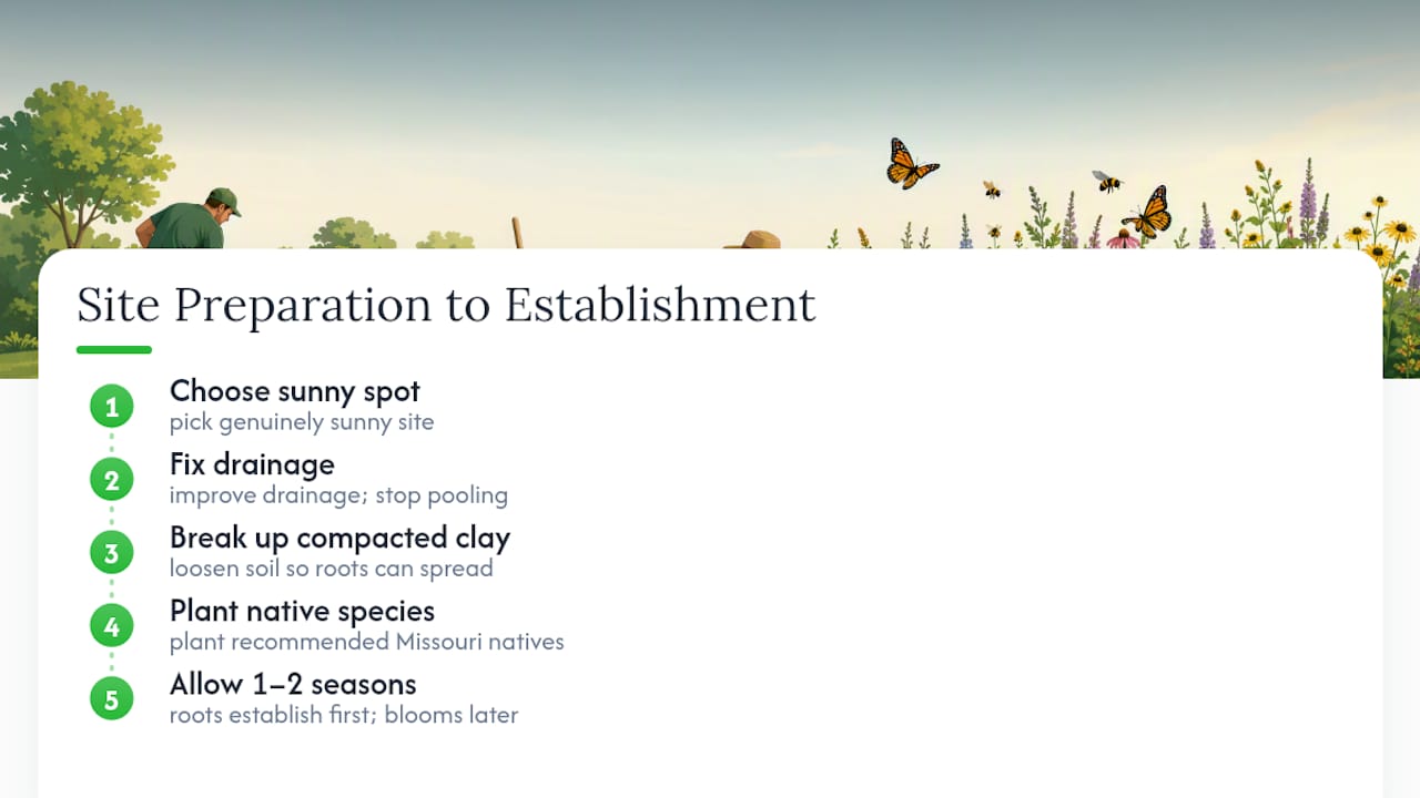 Pollinator garden preparation and establishment sequence