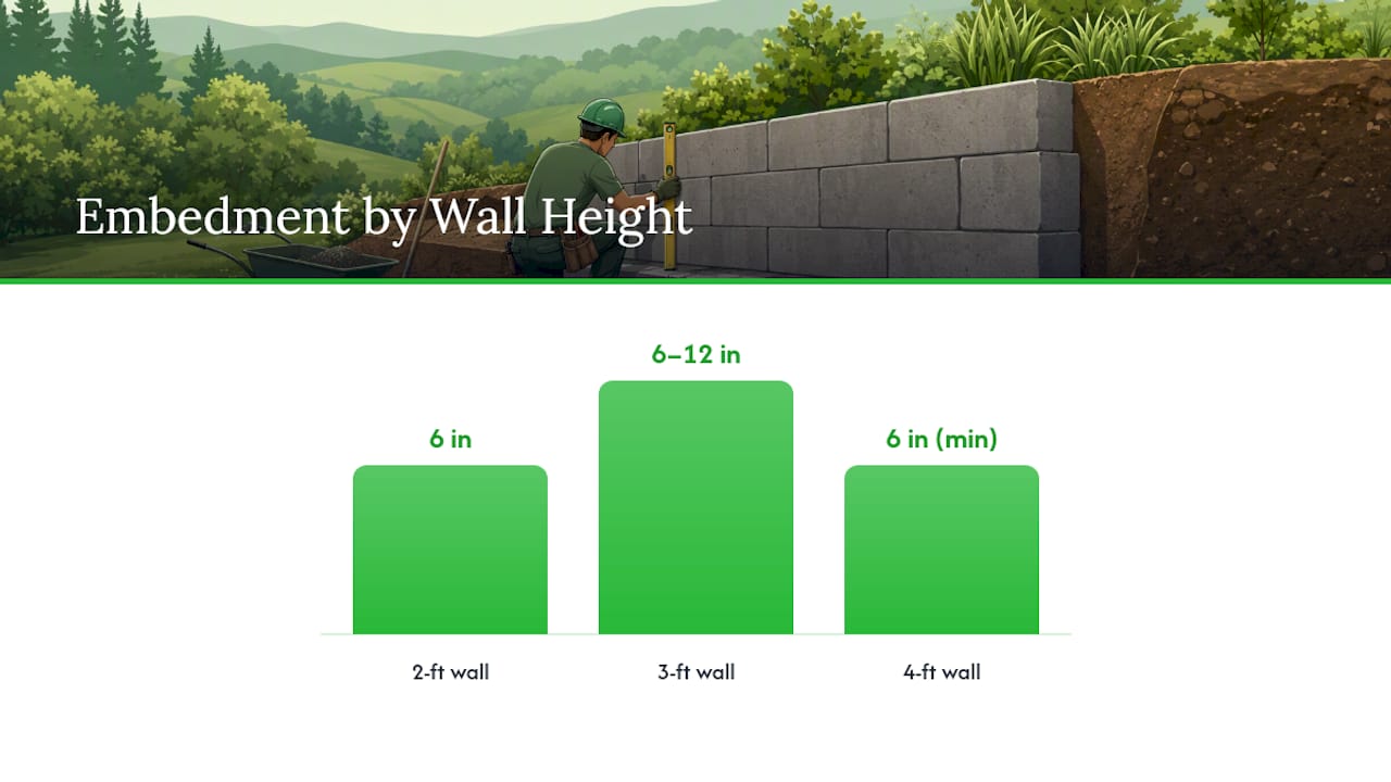 How Deep Should a Retaining Wall Footing Be? — overview diagram