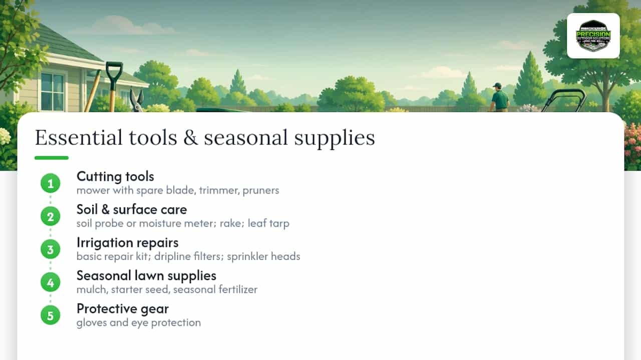 Landscape maintenance tools and supplies checklist