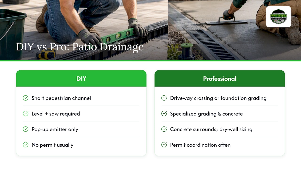 DIY or hire a pro for your patio drainage project? — overview diagram