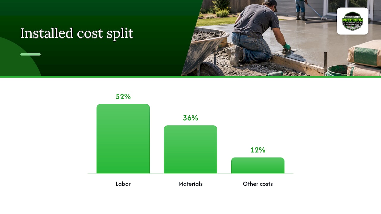 Proportional breakdown of concrete patio costs